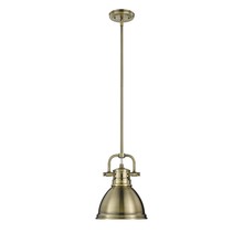  3604-M1L AB-AB - Duncan Mini Pendant with Rod in Aged Brass with an Aged Brass Shade